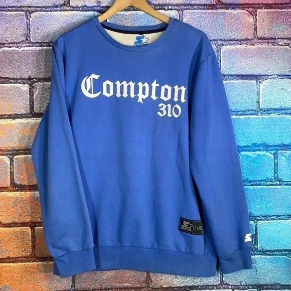 Starter Black Label Compton Crewneck Sweatshirt Blue Medium - Picture 1 of 8